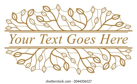 Floral vector design with leaves and branches isolated over white, classical elegant fashion style banner or text divider for design, luxury vintage linear emblem or frame element.
