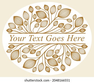 Floral vector design with leaves and branches isolated over white, classical elegant fashion style banner or text divider for design, luxury vintage linear emblem or frame element.