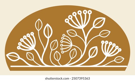 Floral vector design with leaves branches and berries over dark, classical elegant fashion style banner or text divider for design, luxury vintage linear emblem or frame element.