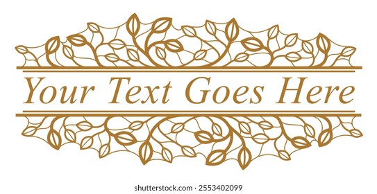 Floral vector design with leaves and branches isolated over white, classical elegant fashion style banner or text divider for design, luxury vintage linear emblem or frame element.