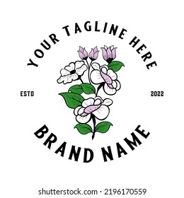 logotipo de diseño de vector floral. hojas y ramas de estilo simple para el cuidado, la belleza o el arte