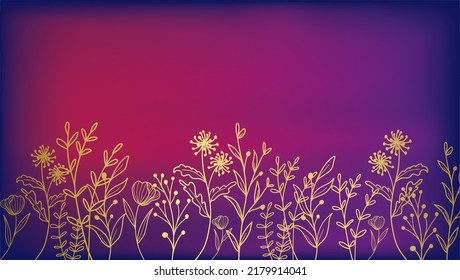 Floral vector design with mesh background. Golden Gradient. eps 10
