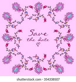 Floral vector doodle colorful spring cute ornament