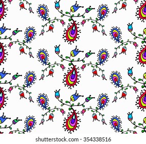 Floral vector doodle colorful spring cute ornament