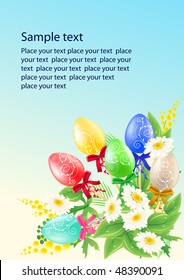 Floral vector easter background with eggs