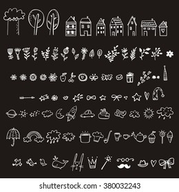 Floral vector element set for kids