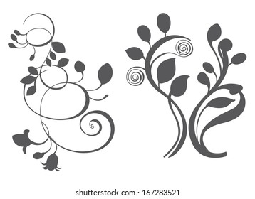 Floral vector elements in various styles for ornament and decoration