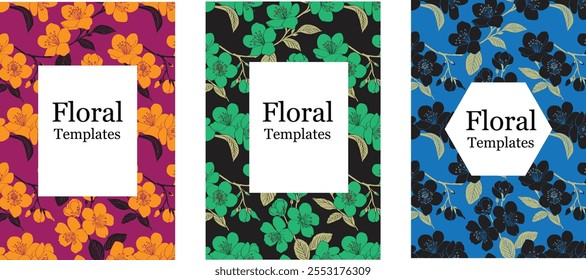 Archivos florales del Vector para el diseño de empaquetado, impresiones de la tela, Fondo de pantalla, cubiertas del libro, materiales impresos, envoltura, equipo. Los archivos se pueden personalizar para el trabajo.