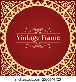 Floral vector frame with Antique Turkish Arabesque motif in golden floral pattern. | Luxury Floral Frame | Beautiful decorative material with a sense of quality. Premium greeting card. Ticket design. 