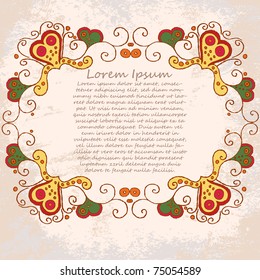 Floral vector frame (beige vintage greetings)