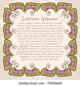 Floral vector frame (beige vintage greetings)