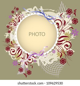 Floral vector frame. Grouped for easy editing. May be used for invitations or announcements.