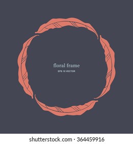 Floral vector frame with leaves silhouettes.