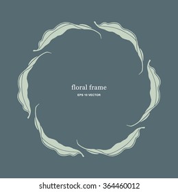 Floral vector frame with leaves silhouettes.