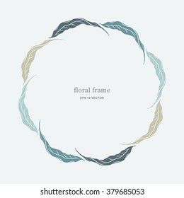 Floral vector frame with leaves silhouettes. Unique decoration for greeting card, wedding invitation, save the date. Isolated floral design. Decorative leaves with space for your text