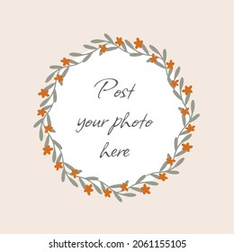 Floral vector frame made of flowers and leaves