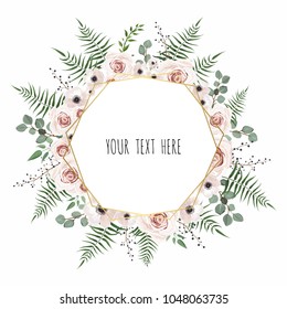 Floral vector frame with place for your text.Can be used as creating card, invitation card for wedding,birthday and other holiday background