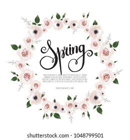 Floral vector frame with place for your text.Can be used as creating card, invitation card for wedding,birthday and other holiday background