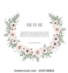 Floral vector frame with place for your text.Can be used as creating card, invitation card for wedding,birthday and other holiday background