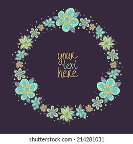 Floral vector frame with place for your text.Can be used as creating card, invitation card for wedding,birthday and other  holiday background