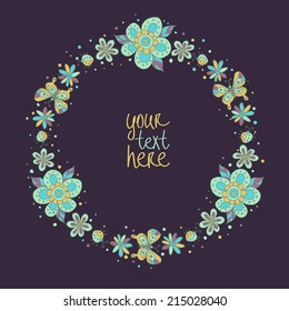 Floral vector frame with place for your text.Can be used as creating card, invitation card for wedding,birthday and other holiday background