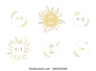 Floral vector frame. Set of decorative floral backgrounds for text. Vector floral wedding monogram collection. Spring summer field of flowers template.