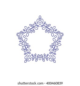 Floral vector frame, star shape, line design