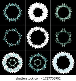 Floral vector frames with cranberry branches on white background