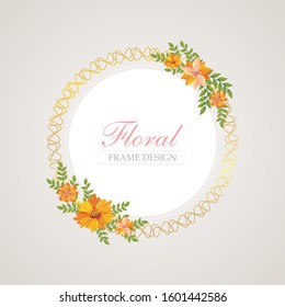 
Floral vector with gold frame and Beautiful wreath floral plants, isolated, editable and suitable for invitation, wedding, greeting cards, birthday cards etc.