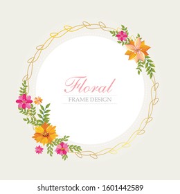 
Floral vector with gold frame and Beautiful wreath floral plants, isolated, editable and suitable for invitation, wedding, greeting cards, birthday cards etc.