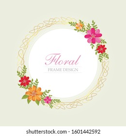 
Floral vector with gold frame and Beautiful wreath floral plants, isolated, editable and suitable for invitation, wedding, greeting cards, birthday cards etc.