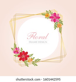 
Floral vector with gold frame and Beautiful wreath floral plants, isolated, editable and suitable for invitation, wedding, greeting cards, birthday cards etc.