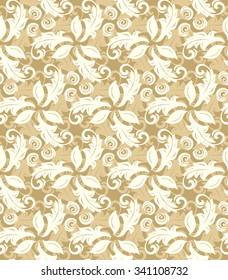 Floral vector golden ornament. Seamless abstract background with fine pattern