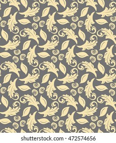 Floral vector golden ornament. Seamless abstract classic pattern with flowers