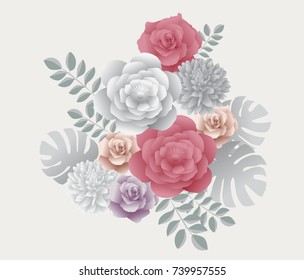 Floral vector Graphic Design with Colorful Flowers vintage