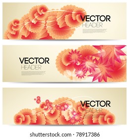 floral vector headers, origami style