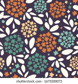 floral vector illustration. abstract hydrangea flowers seamless pattern for textile and wrapping