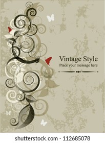 Floral vector illustration card on grunge background