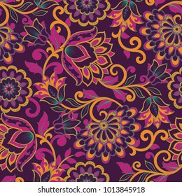 ilustración de vector floral en estilo damasco. Fondo sin problemas
