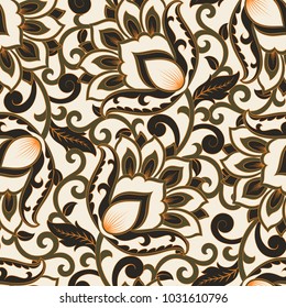 floral vector illustration in damask style. ethnic background