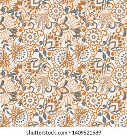 floral vector illustration in damask style. ethnic background