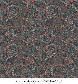 floral vector illustration in damask style. ethnic background