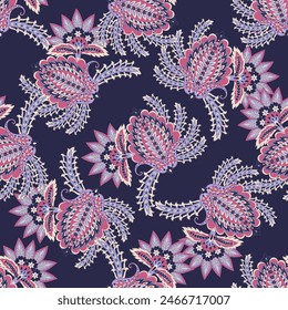 Ilustración vectorial floral en estilo damasco. fondo étnico