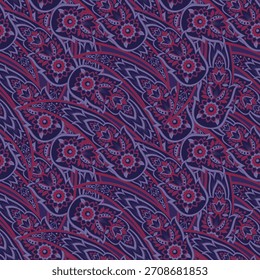 Ilustración vectorial floral en estilo damasco. Fondo étnico