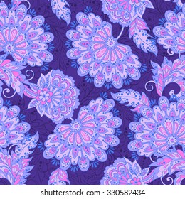 floral vector illustration in damask style. ethnic background