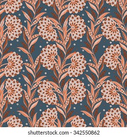 floral vector illustration in damask style. ethnic background