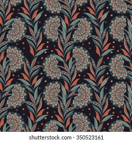 floral vector illustration in damask style. ethnic background