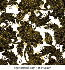floral vector illustration in damask style. ethnic background