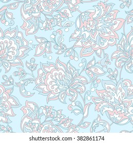 floral vector illustration in damask style. ethnic background