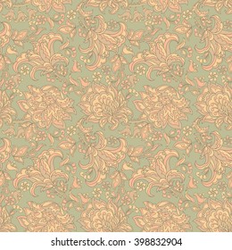 Floral vector illustration in damask style. ethnic background